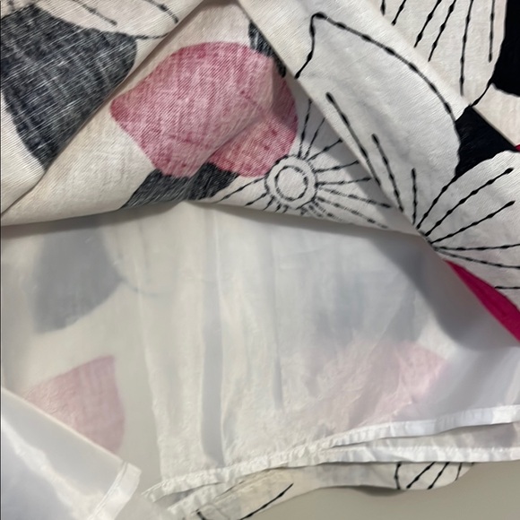Womens Floral Print Skirt-Black, White, Pink. Pleats and Ribbon on Waist Sz 26W - Picture 5 of 12